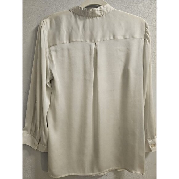 Women The Limited Ivory Button Down Blouse Business Casual VNeck Work shirt sz S - Picture 7 of 11